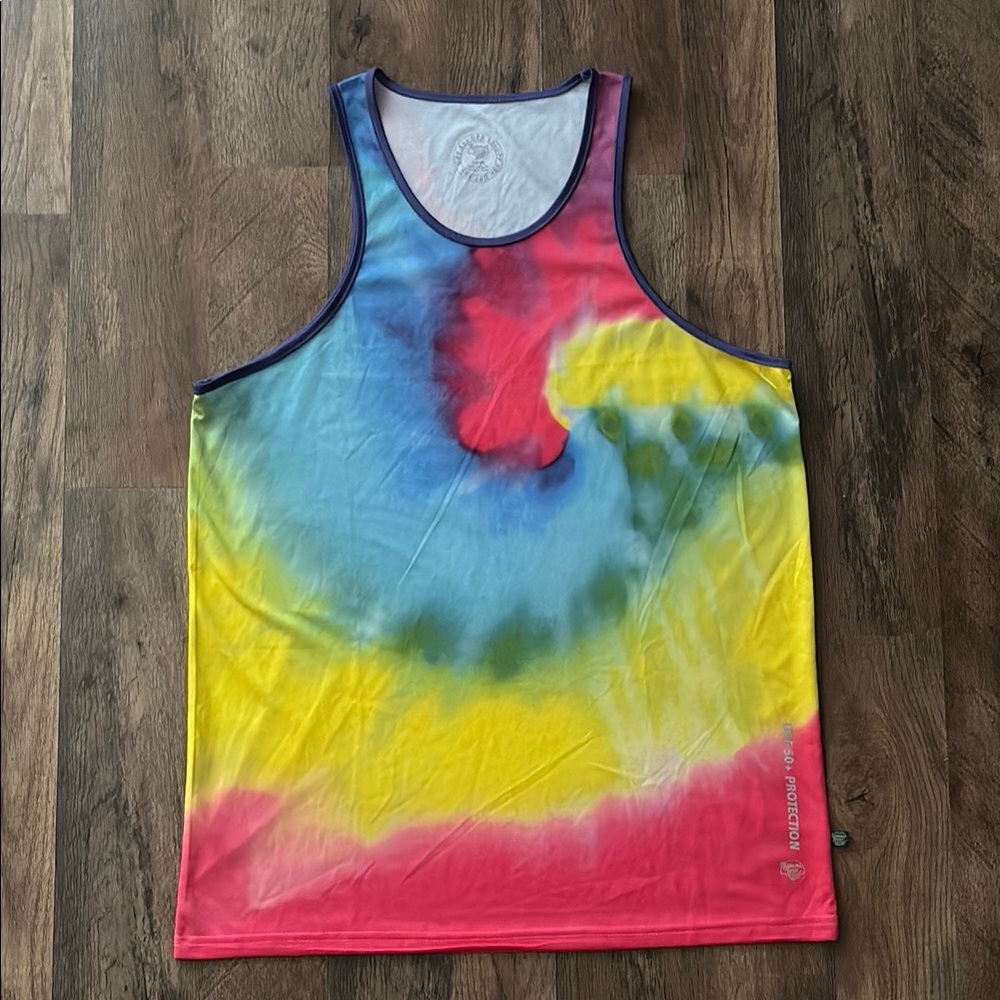Banana Boat Men’s Rainbow Tie Dye Tank Top with UPF protection large